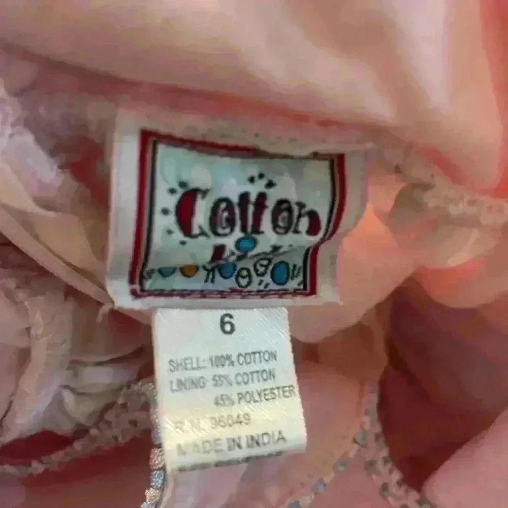 Cotton Kids Embroidered Floral Dress, Size 6